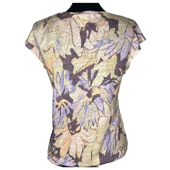 C&C California Linen Blouse XS Colorful Abstract Print Dolman Pullover Top - Picture 4 of 6